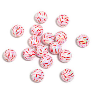 Ribbon beads-red pink / 16mm