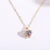 Wholesale Stainless Steel Romantic Plating Inlay Heart Shape Artificial Crystal Pendant Necklace