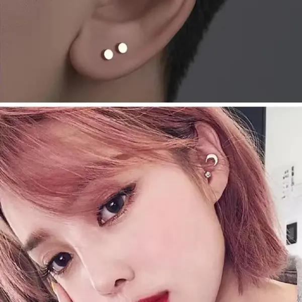Wholesale 1 Pair Simple Style Moon Heart Shape Plating 304 Stainless Steel 18K Gold Plated Ear Studs