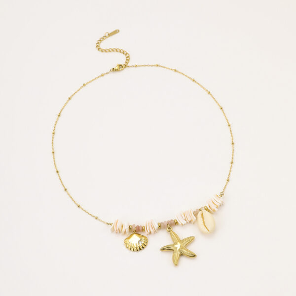 Wholesale European and American Cross-border Ocean Vacation Summer Shell Starfish Necklace 18k Stainless Steel Clavicle Chain Necklace Jewelry