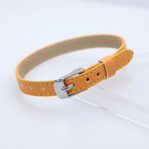 8mm Imitation Leather Wristband-Orange (Square Steel Buckle) / 8mm Imitation Leather Wristband