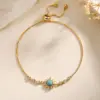 Wholesale Copper 18K Gold Plated Basic Modern Style Classic Style Plating Inlay Sun Turquoise Zircon Bracelets