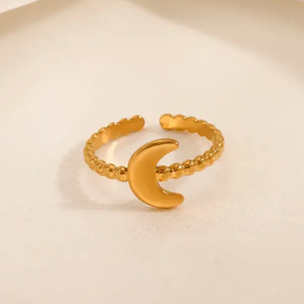 Wholesale PVD Coated 18K Gold Plated Moon 304 Stainless Steel Simple Style Waterproof Non Tarnish Open Rings