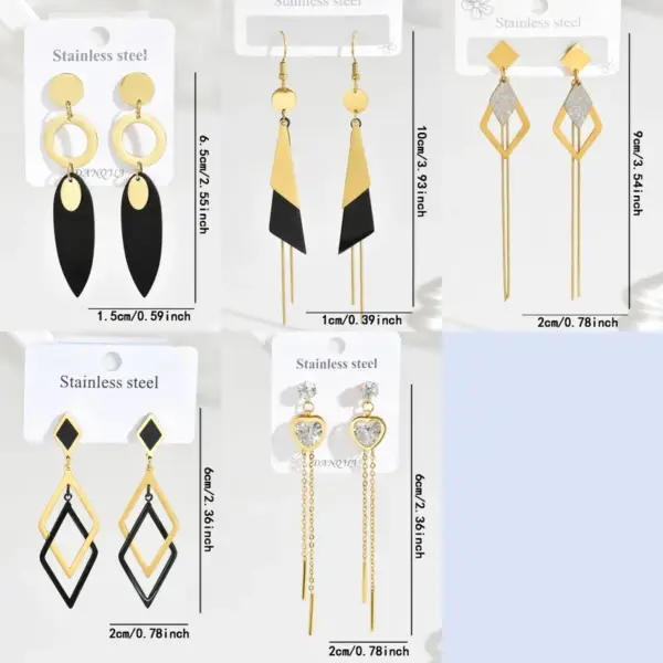 304 Stainless Steel Geometric PVD Coated Real Gold Plated Real Gold Plated Casual Modern Style Simple Style Waterproof Non Tarnish Ear Studs