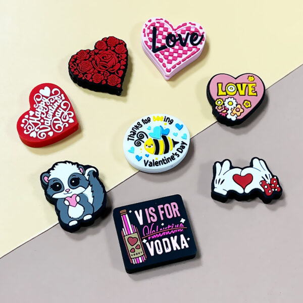 Wholesale Silicone Glue Beads Heart Valentine's Day Rose Beads