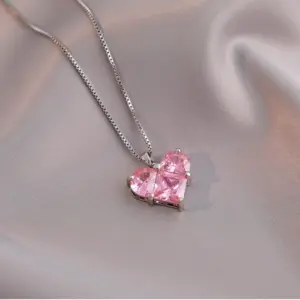 X1714 Steel Color Box Chain Heart Necklace