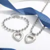 Wholesale PVD Coated 18K Gold Plated Heart Shape Stainless Steel Streetwear Waterproof Non Tarnish Bracelets Necklace