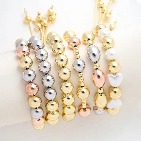 Wholesale Jewelry Simple Style Round Copper Drawstring Bracelets Ball Chain