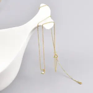 304 Stainless Steel Water Droplets PVD Coated Artificial Rhinestones 18K Real Gold Plated Elegant Waterproof Non Tarnish Diamond Pendant Necklace