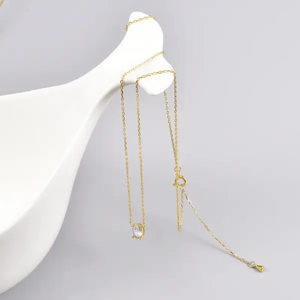 304 Stainless Steel Water Droplets PVD Coated Artificial Rhinestones 18K Real Gold Plated Elegant Waterproof Non Tarnish Diamond Pendant Necklace