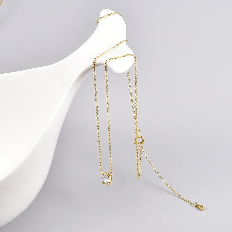 Wholesale 304 Stainless Steel Water oplets PVD Coated Artificial Rhinestones 18K Real Gold Plated Elegant Waterproof Non Tarnish Diamond Pendant Neckl