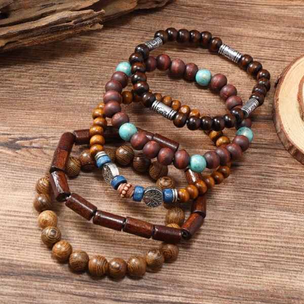 Wholesale Vintage Multi-Piece Wooden Bead Bracelet Set