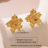 201 Stainless Steel 304 Stainless Steel Plastic Flower Petal Plated Stone-Free Imitation Gold Elegant Cute Oversized Plating Gold Earrings Ear Studs