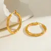 Wholesale Round Braided Vacuum Electroplating (In-Furnace) 18K Real Gold Plated 304 Stainless Steel No Inlay Material Hoop Earrings For Women