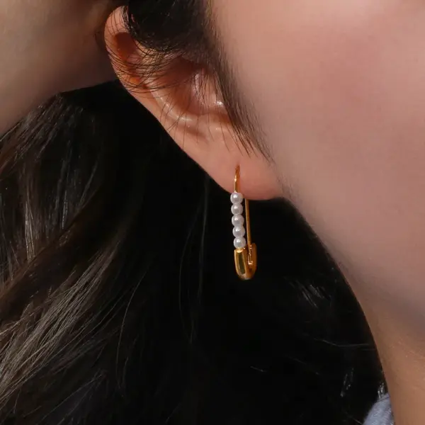 Wholesale PVD Coated Real Gold Plated Geometric Stainless Steel Fashion Waterproof Non Tarnish Earrings