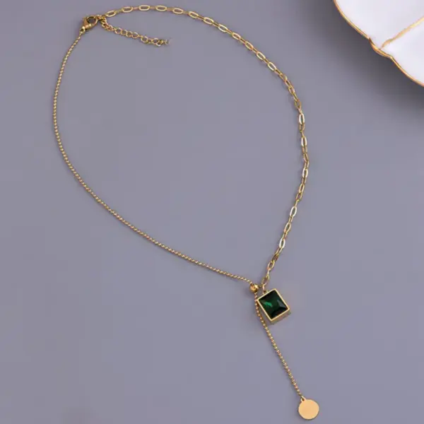 Wholesale PVD Coated 18K Gold Plated Square Stainless Steel Vintage Style Waterproof Non Tarnish 304 Stainless Steel Necklace