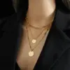 Wholesale PVD Coated 18K Gold Plated Letter Stainless Steel Vintage Style Waterproof Non Tarnish 304 Stainless Steel Layered Necklaces