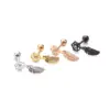 Wholesale Copper Zircon Ear Cartilage Rings & Studs Leaf Waterproof Non Tarnish Surgical Steel