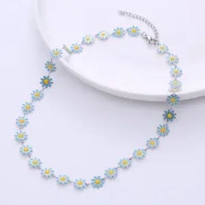 Silver Chain Blue Flowers / 42+5cm