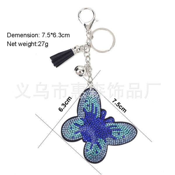 Wholesale Colorful diamond studded butterfly keychain