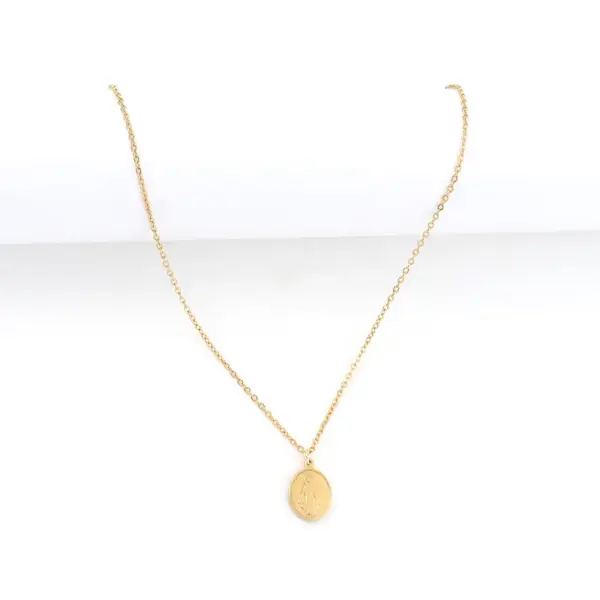 Wholesale PVD Coated Real Gold Plated Virgin Mary 201 Stainless Steel 304 Elegant Classic Style Waterproof Non Tarnish Pendant Necklace