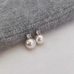 E015 white pearl princess diana earrings