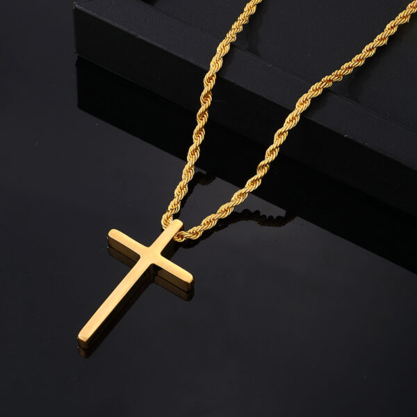 Wholesale European and American cross-border hip hop titanium steel glossy cross pendant men's stainless steel necklace Yiwu small jewelry electroplating