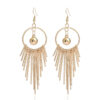 Wholesale Europe and the United States exaggerated temperament earrings geometric long metal texture tassel earrings earrings manufacturers spot