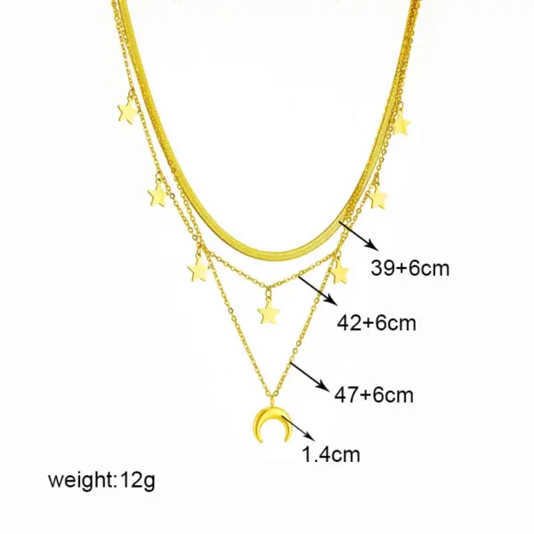 Wholesale Ig Style Star Moon Stainless Steel Plating 18k Gold Plated Layered Necklaces