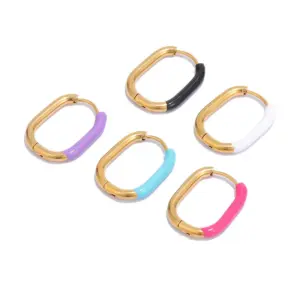 Wholesale 1 Pair Simple Style U Shape Enamel Stainless Steel Earrings