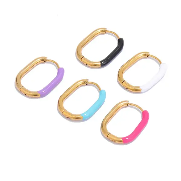 Wholesale 1 Pair Simple Style U Shape Enamel Stainless Steel Earrings