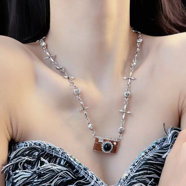 oly-2033bc6c9c7ad2648fa46a2d5da5895a Wholesale Hot Girl camera fashion brand male and female necklace female niche design sense sweater chain hip hop style titanium steel clavicle chain fashion