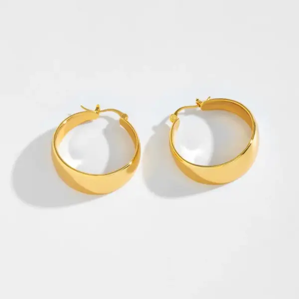 304 Stainless Steel Solid Color Plating Retro Hoop Earrings For Women'S