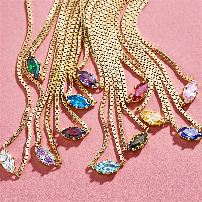 Wholesale Fashion Eye Copper Inlay Zircon Necklace