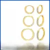 Wholesale Fashion Geometric Pattern Round Steel Hoop Earrings Micro Pave Zircon Fashion Round Steel Hoop Earrings Unisex Gold Rhinestone 201 Stainless Steel