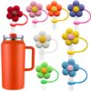 Wholesale Colorful Flower Series Straw Caps Creative DIY Straw Stoppers Reusable Straw Decorative Straw Covers