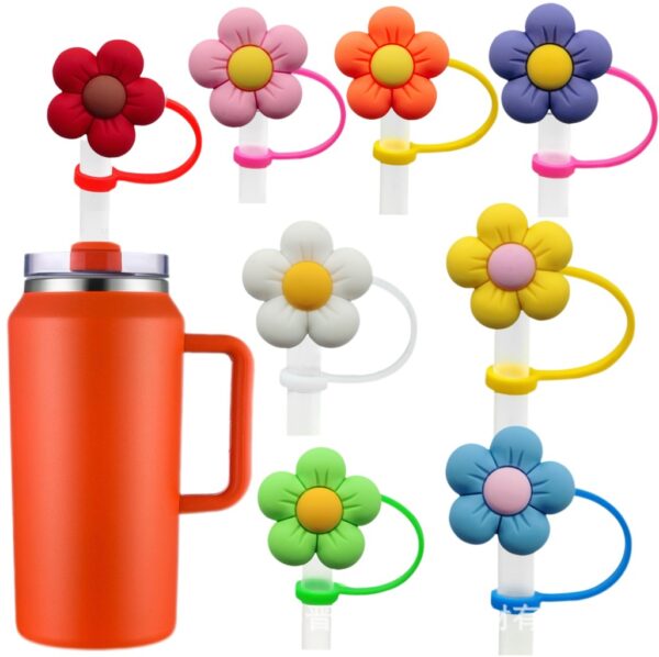 Wholesale Colorful Flower Series Straw Caps Creative DIY Straw Stoppers Reusable Straw Decorative Straw Covers