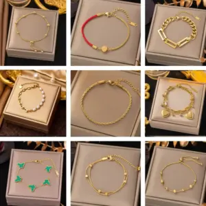 Leaf Heart Shape Bow Knot 304 Stainless Steel Casual Simple Style 304 Stainless Steel Bracelets