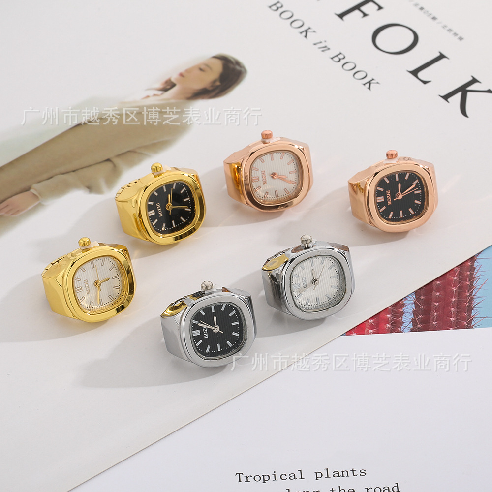 Wholesale [Ring Watch] New Hot Square Ring Watch AliExpress Amazon Foreign Trade Explosions See Time