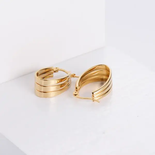 Retro U Shape Plating Stainless Steel No Inlaid 18K Gold Plated Earrings
