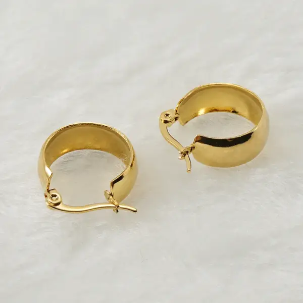 Simple Style Round Gold Plated 304 Stainless Steel 18K Gold Plated Stainless Steel Earrings