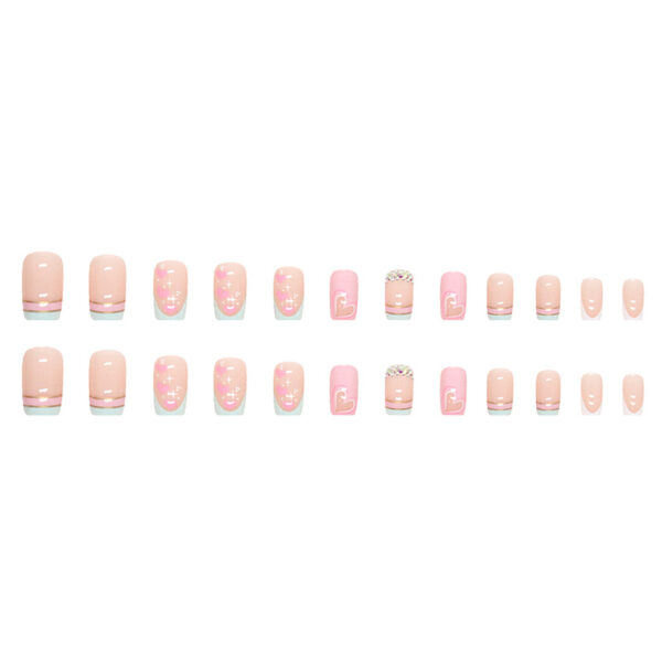 Wholesale Diamond European-style sweet sober light blue wearing armor sweet girl ins style European and American nail art piece 24 pieces