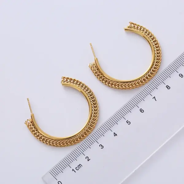 Wholesale PVD Coated 18K Gold Plated Round 304 Stainless Steel Fashion Waterproof Non Tarnish Earrings
