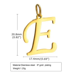 Gold (Single Pendant without Chain) / Letter E