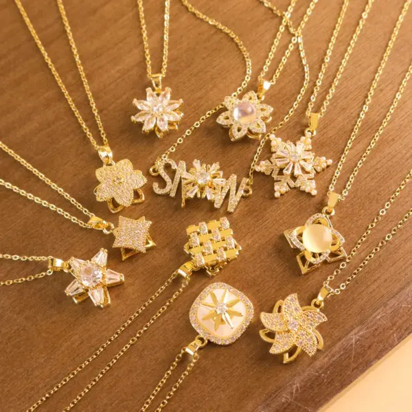 Titanium Steel Flower Rotating Necklace Women's Fashion Accessory Unique Design Sensation Versatile Match Sweet Style Jewelry