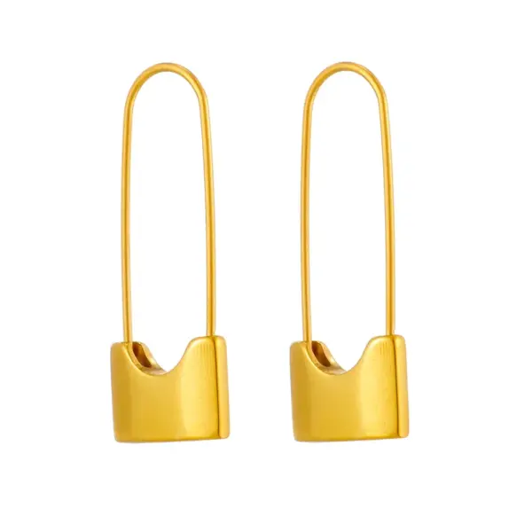 Wholesale PVD Coated 18K Gold Plated Solid Color 304 Stainless Steel Punk Waterproof Non Tarnish Earrings
