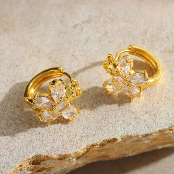 Wholesale 1 Pair Luxurious Romantic Artistic Butterfly Bow Knot Inlay 304 Stainless Steel Zircon Ear Studs