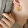 Wholesale PVD Coated Real Gold Plated Twist Titanium Steel Simple Style Waterproof Non Tarnish Earrings