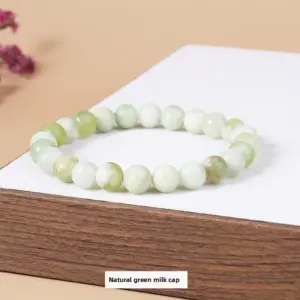 Natural Green Grape Milk Cap Bracelet / Diameter 6.1-6.8mm (about 30-32 Pieces)