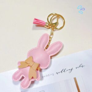 Leather bunny keychain [pink]